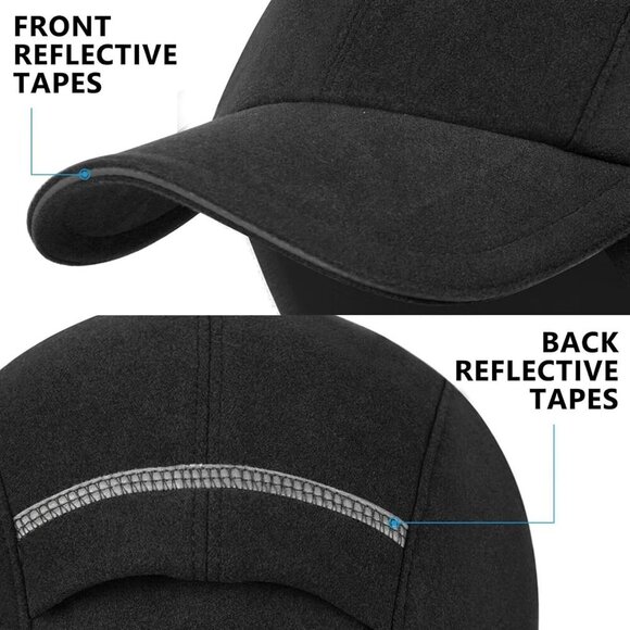 〽️Women\'s Black Winter Reflective Fleece Ponytail Hat with Ear Warmers main image 5